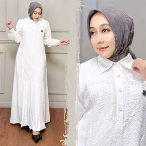 MOZHASHAFURA. Cloth RUBYA DRESS Gamis Muslim Bahan Valency Kombinasi Brokat Renda Premium Halus Lembut Nyaman Kancing Busui dan Wudhu Friendly Mewah Formal Simpel Elegan Pesta Kondangan Lebaran