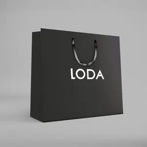 LODA | Paper Bag Hitam Black Doff Tas Belanja 38x15x28