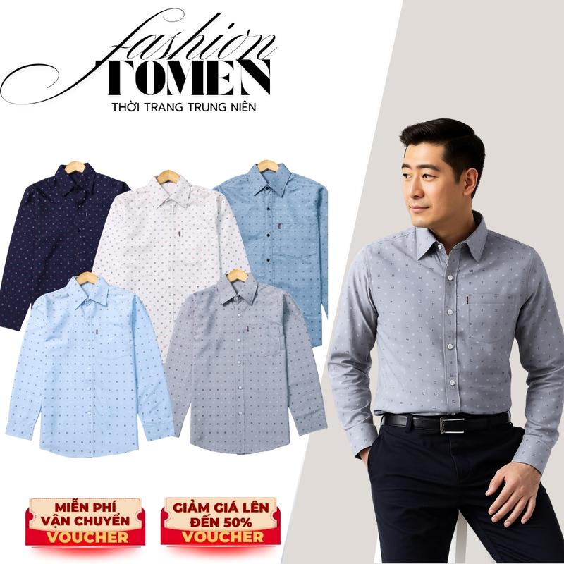 Áo sơ mi trung niên tay dài chất liệu vải lụa Họa Tiết BI HOA  màu sắc trẻ trung và thanh lịch