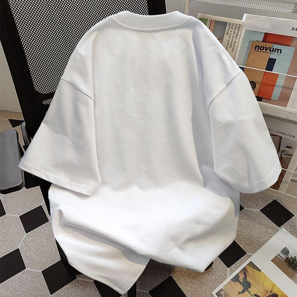 Kaos Katun Trendi Dengan Desain Cetak Grafis Unik, Longgar, Lengan Pendek, Leher Bulat, Unisex.