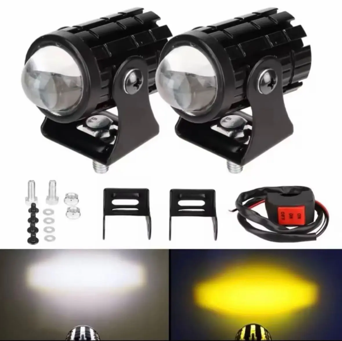 LAMPU LASER D2 12~80Volt MINI DRIVING LIGHT PUTIH KUNING JAUH DEKAT MOTOR DAN MOBIL