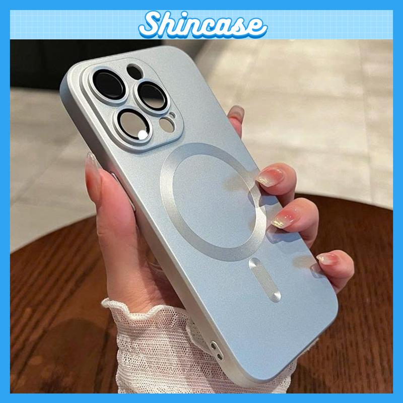  Ốp Lưng iPhone Sạc Không Dây Từ Tính Sang Trọng Chống Bám Vân Tay Chống Xước Bảo Vệ Camera Cho iP X XS 11 12 13 14 15 16 17 Pro Max Shincase 