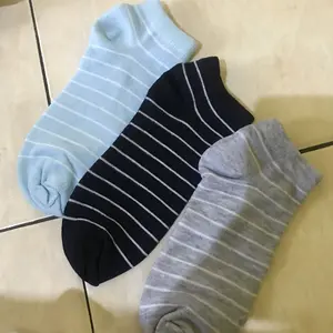 Paket 3 Dan 6 Pasang Kaos Kaki Pendek Semata Kaki Salur Garis Belang Wanita Ankle
