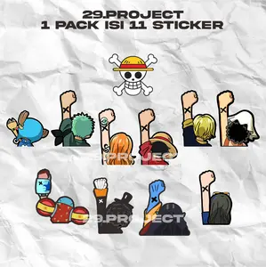 One Piece Sticker Pack Mugiwara Crew Nakama Luffy one piece stiker tahan air cutting sticker stiker helm motor mobil