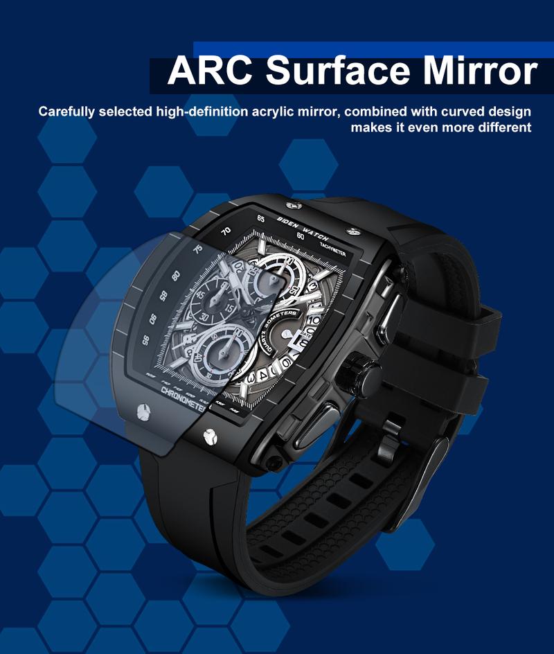 Product Introduction of 【003Harga telah diganti, cepat beli】BIDEN Jam Tangan Pria Anti Air Olahraga Multifungsi Tali Silikon Pria Jam Tangan Cowok Original YNR028 6