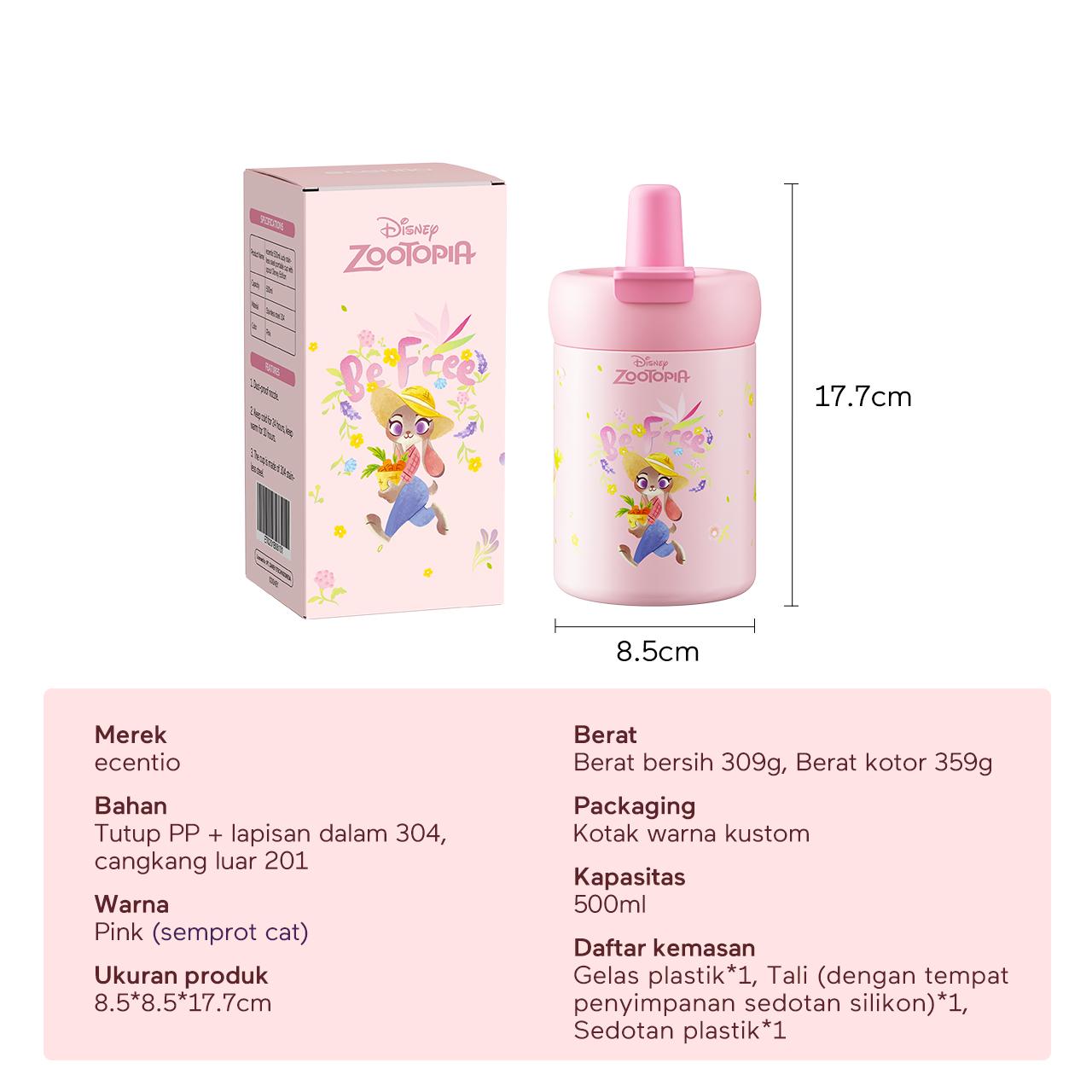 Zootopia ecentio tumbler stainless Disney Co-brand 750ml/ 500ml tahan panas dingin 24 jam botol minum lucu aesthetic portable