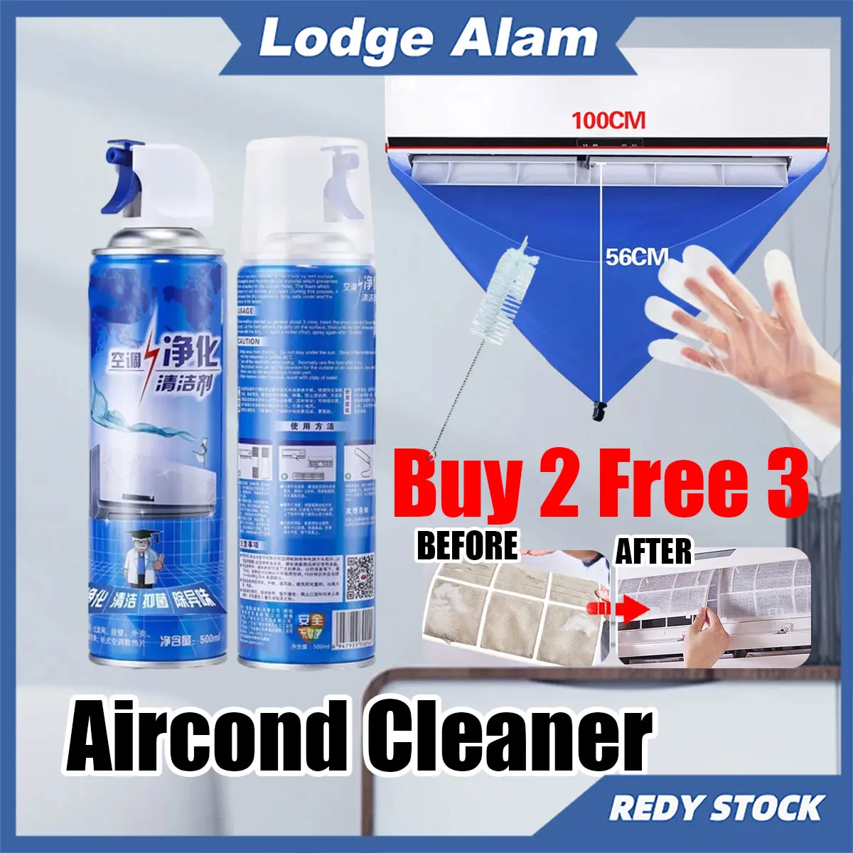 Buy 2 Free 3 Aircond Cleaning Spray Fungus Anti Dust Air Cond Cleaner Foam Air Conditional Cleaner Air Conditioner Coil Cleaner 500ml Anti Bacterial Anti Aircond Cleaner Portable Aircond