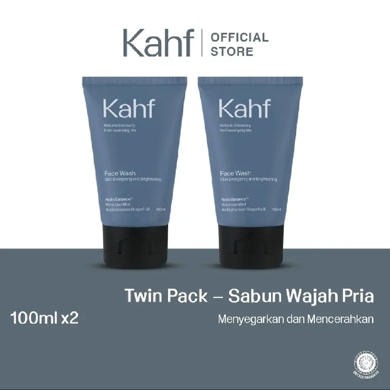 Kahf Skin Energizing and Brightening Face Wash 100 Ml - Sabun Pembersih Wajah Pria - Berminyak, Cleansing  Glowing Skincare 1