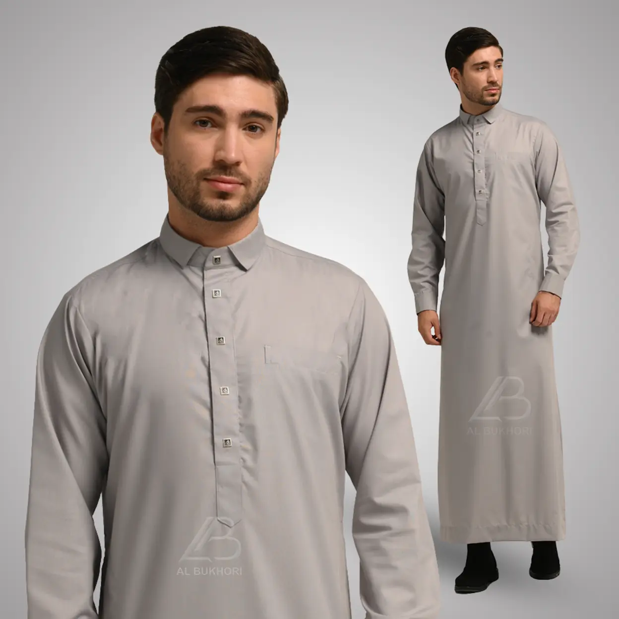 Al Bukhori - TENCEL Gamis Thobe Jubah Pria Bodyfit Reguler Dewasa Premium Lengan Panjang - Jubah Uwais