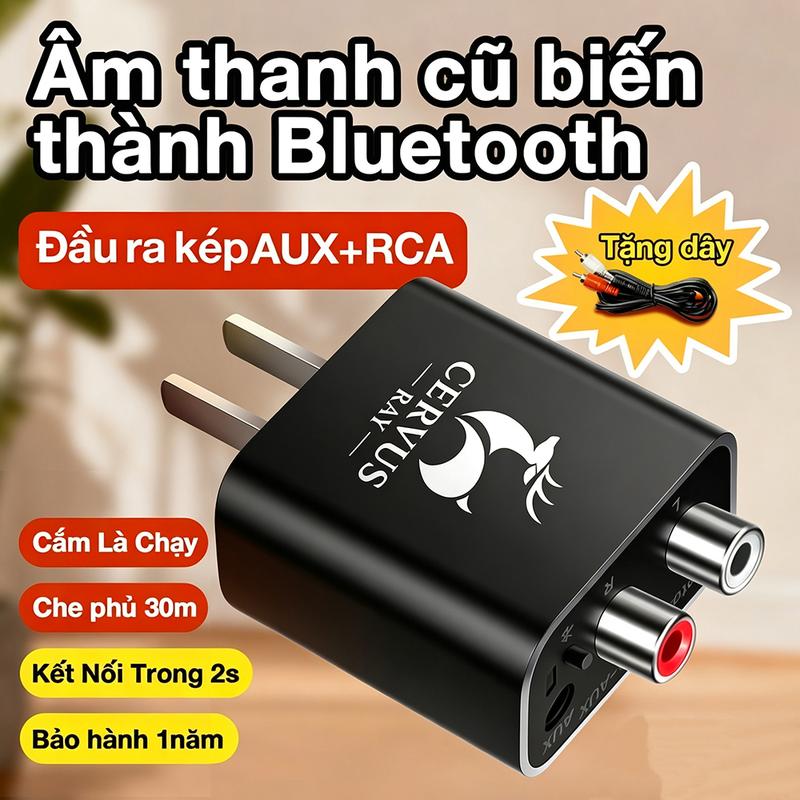 Bộ chuyển đổi Bluetooth 5.4 sang AUX / RCA, Âm thanh nổi chất lượng cao, Tương…