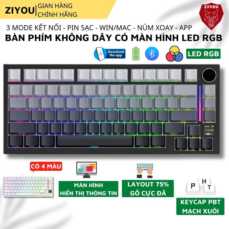 Bàn Phím Cơ Không Dây Ziyou Attack Shark X820 Ultra - Màn Hình LCD, Gasket Mount, Led RGB, Pin 4000mAh, App Tùy Chỉnh