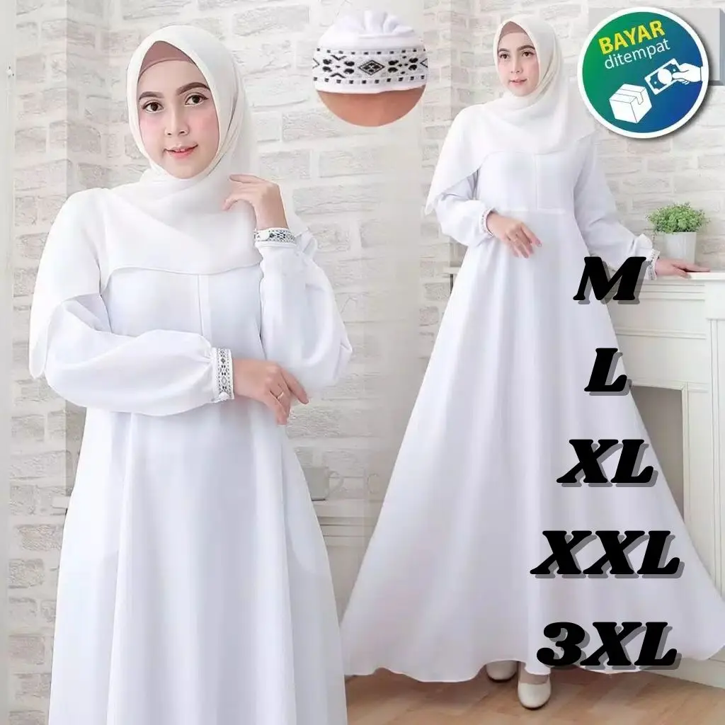 Gamis Putih Polos Crinkle Airflow Nabila Maxi Baju Gamis Jumbo Busui Dress Wanita Remaja Elegan Simple Baju Muslim Lebaran Gamis Wanita 2025 Terlaris Gamis Remaja Dewasa Kekinian Gamis Umroh Syari