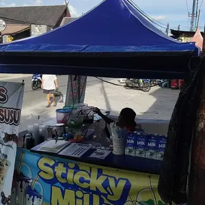 Terpal Atap Tenda Lipat 3x3 & 2x2 Bahan Oxford Cloth 420D Anti Air Panas Tenda Lipat Otomatis untuk Camping Outdoor dan Jualan Bazar Shelf noti ncluded