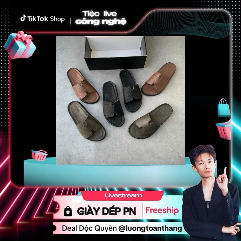[Giày Dép PN × Lương Toàn Thắng ] Dép Nam - Dép Chống Nhăn Chữ H Cao Cấp, Khâu Chỉ Toàn Bộ, Đế Cao Su Mềm Nhẹ Êm. Nam Đế Bằng