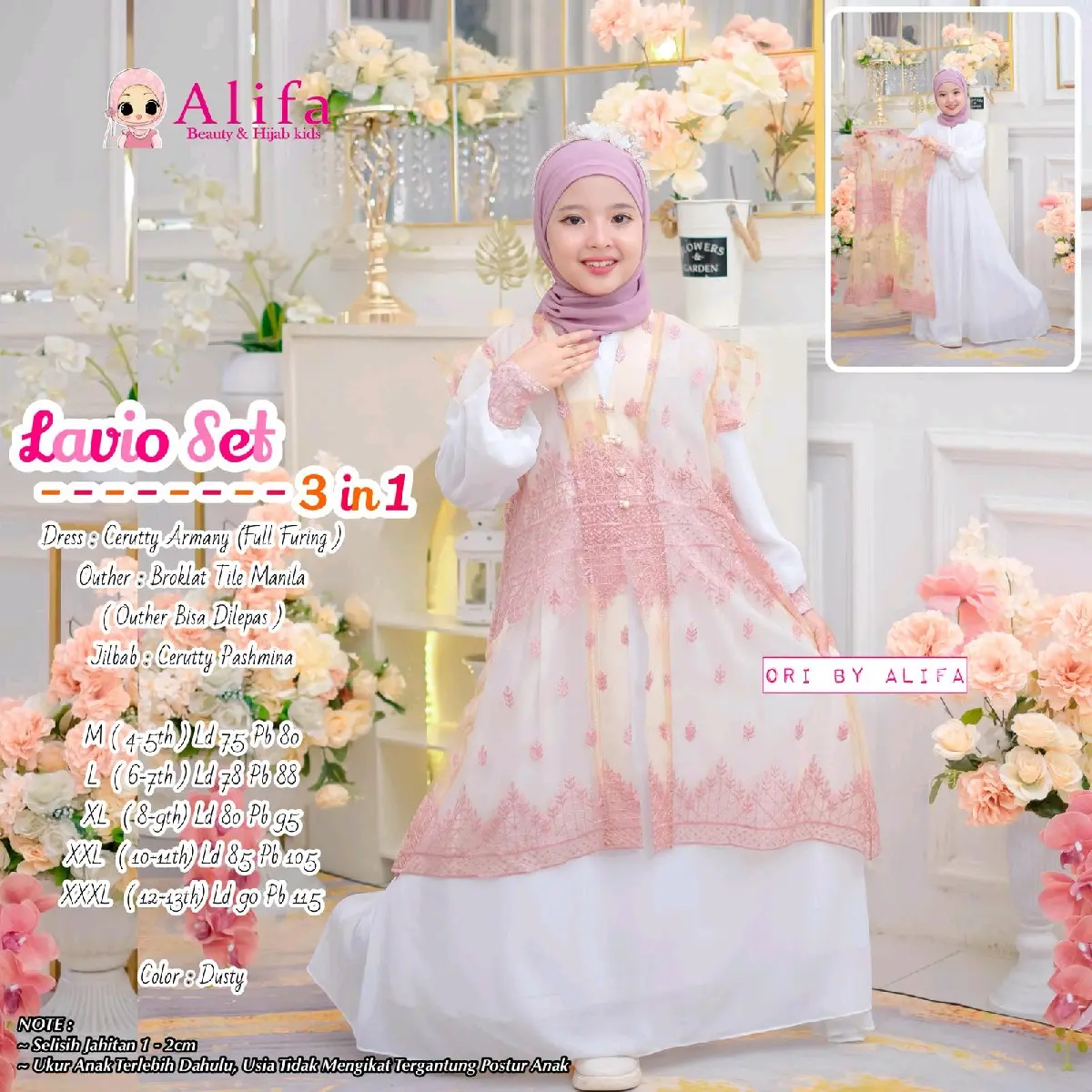 GAMIS DRESS ANAK PEREMPUAN Usia 4-13th LIVIO KIDS Free JILBAB ORIGINAL ALIFA Gamis