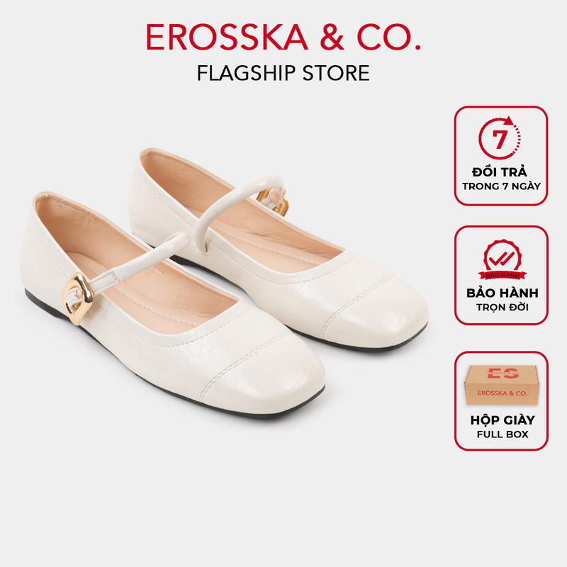 EROSSKA Giày Búp Bê Nữ Lolita Mũi Vuông Quai Ngang Phối Khóa Có hộp giày fullbox-EL084