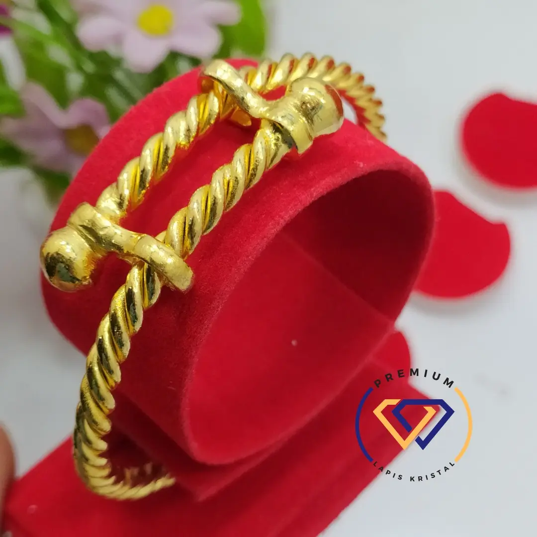 Perhiasan Gelang Keroncong Pintal Emas Sepuh 24k Lapis Kristal - PREMIUM LAPIS KRISTAL -