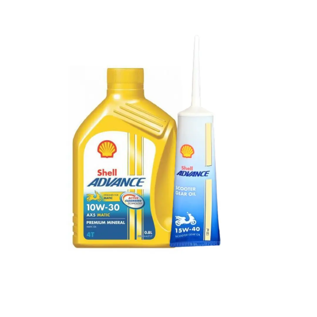 Paket Oli Shell Advance AX5 Matic 10W-30 20W-40 + Oli Shell Advance Gear 120ml