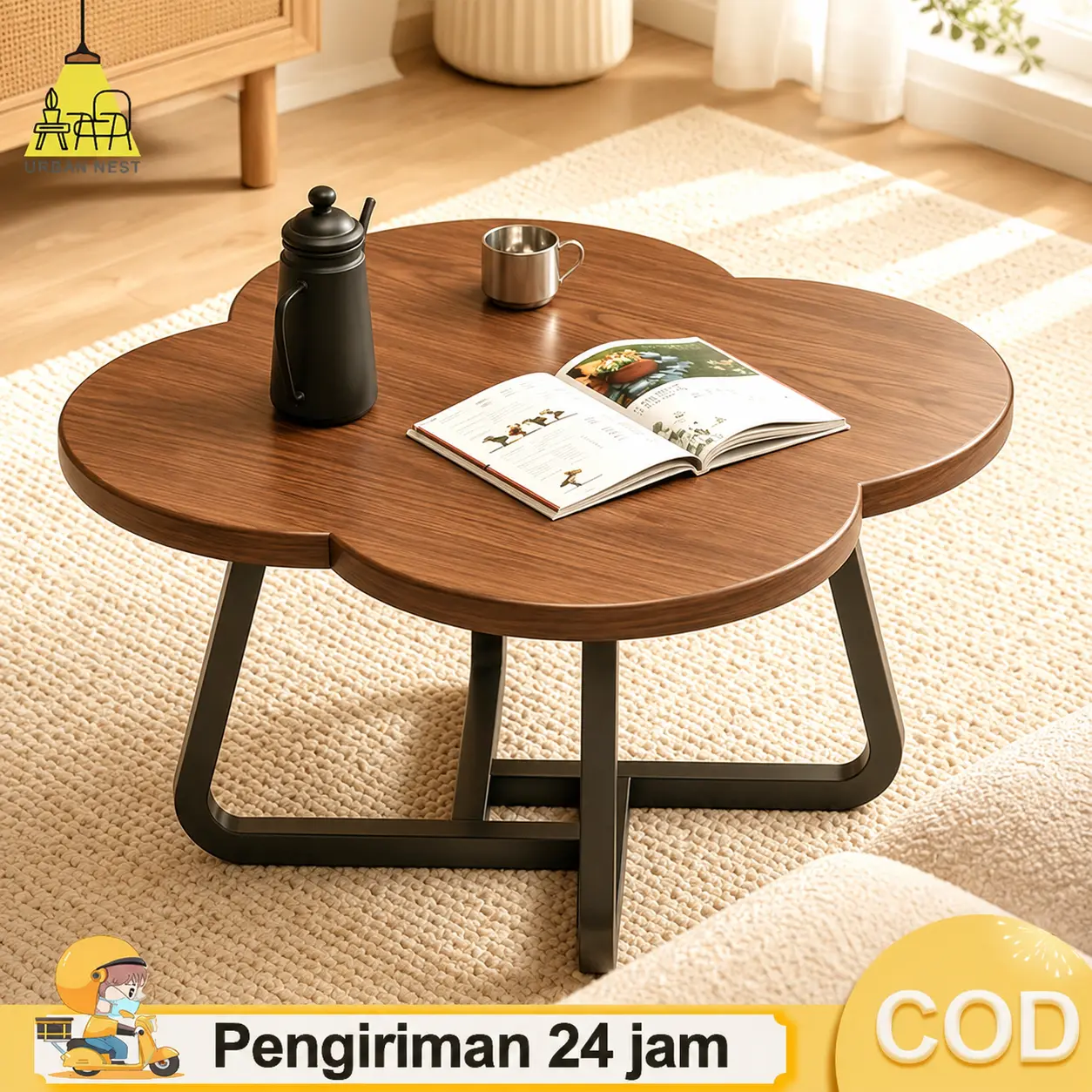 COD Meja Kopi Meja Makan Bundar Meja Balkon Meja Tamu Kayu Meja Ruang Tamu Gaya Minimalis  Meja Tamu Bunga Mawar Aesthetic