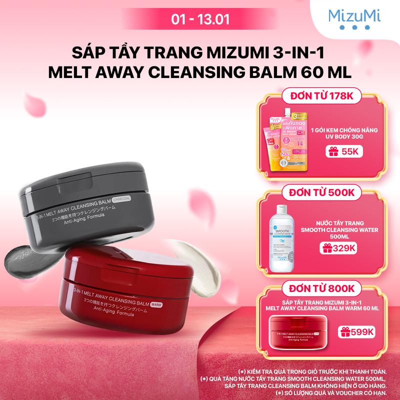  Sáp tẩy trang MizuMi 3-In-1 Melt Away Cleansing Balm 60ml Hỗ Trợ Làm Sạch 