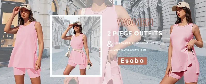 Product Introduction of Yousify Women's Summer 2 Piece Outfits Sleeveless High Low Spilt Hem Tank Top Biker Shorts Sets Lounge Set Tracksuit 5