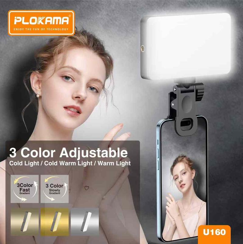 Plokama U160 Selfie Light Portable Jepit Clip Mini Led Video Light Lampu Fotografi Kotak Lampu Jepit Make Up artis Handphone Hp Komputer Laptop Lampu Konten MUA LED Square Light D25 3