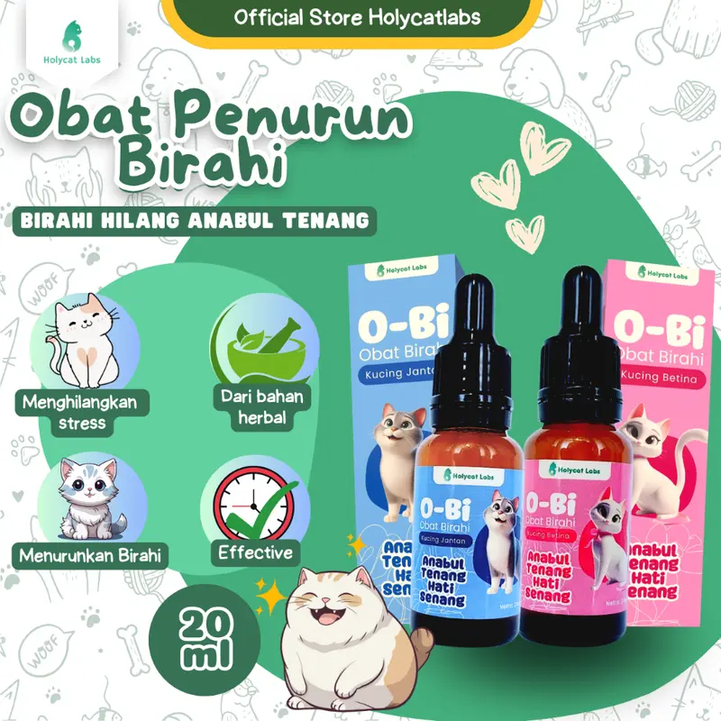 O-BI Premium Obat Penurun Birahi Kucing Herbal isi 20ml - Obat Royal Care Anti Birahi Kucing Alami 0