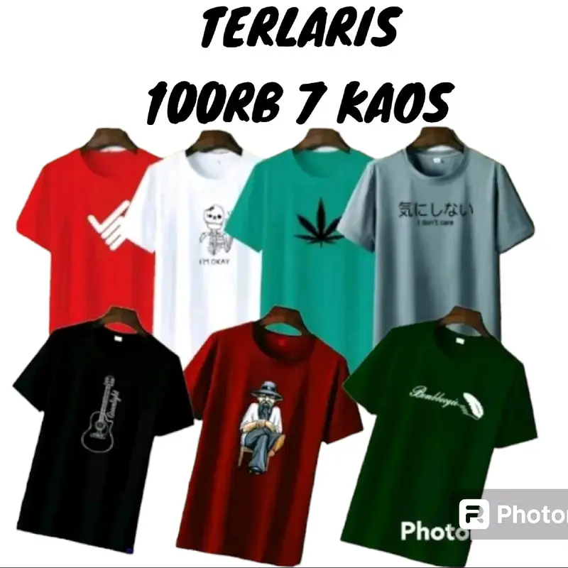 PAKET HEMAT 7 KAOS HARIAN DEWASA Pria Oblong Baju Distro SEMI Katun Surfing Sablon Atasan Pendek Keren  Santai 0