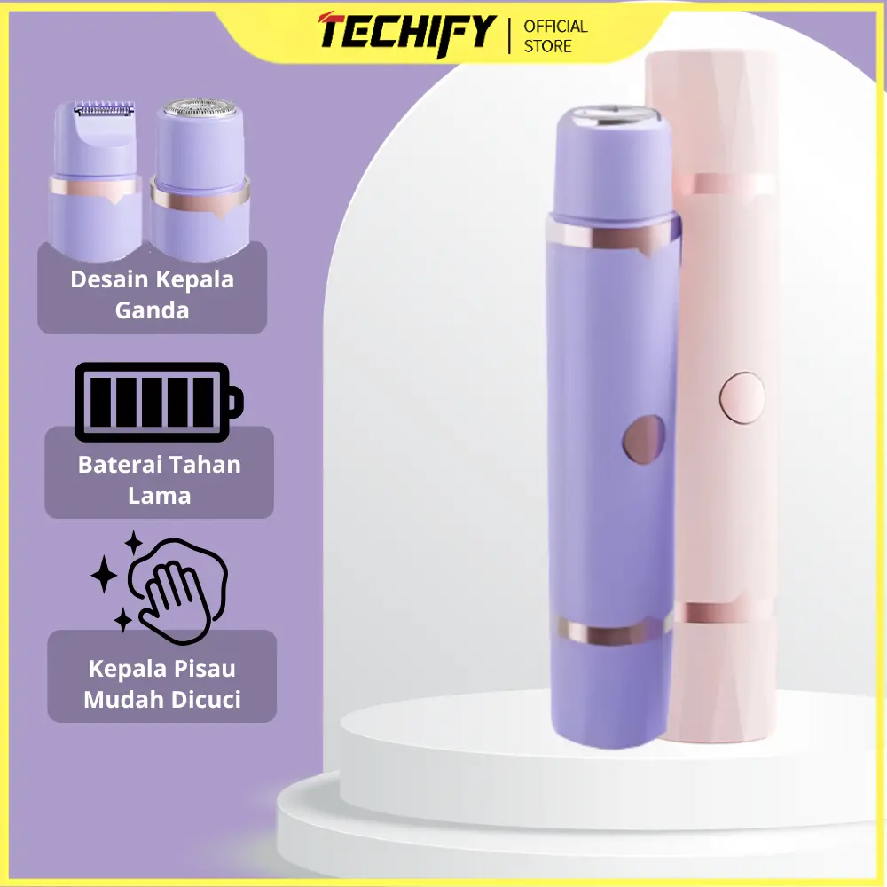 Alat Cukur Bulu Elektrik Wanita 2in1 | Pencukur Bulu Kepala Ganda Multifungsi | Electric Shaver Wanita Rechargeable Type C | Alat Cukur Bulu Ketiak Kaki Wajah | Pencukur Bulu Senyap Baterai Tahan Lama | Alat Cukur Wanita Portable Daily Use