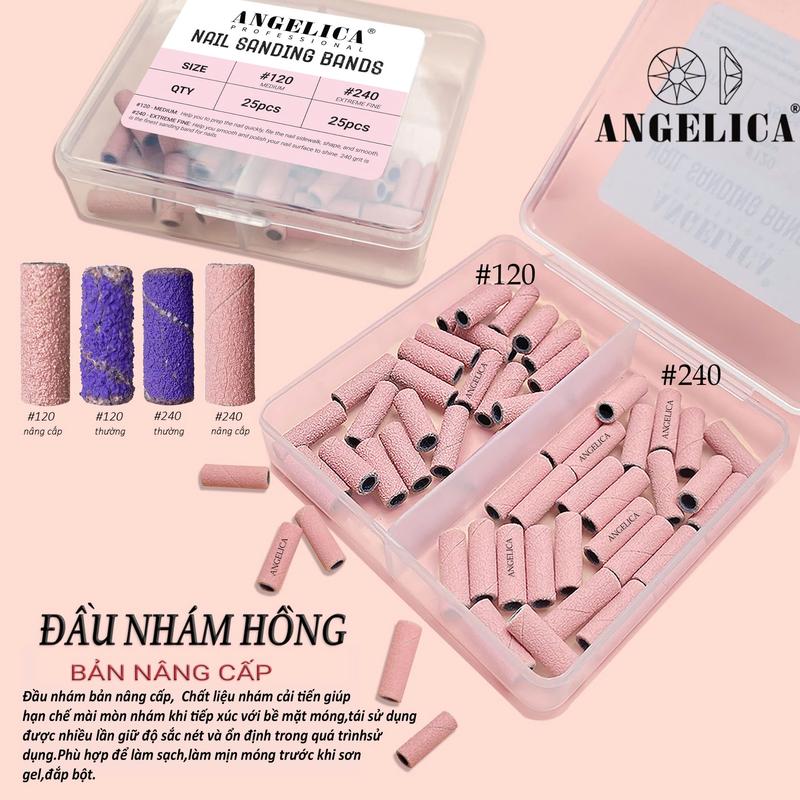 ANGELICA Hộp Đầu Mài Nhám Hồng Bản Nâng Cấp ANGELICA Đầu Mài Nhám Mini Chuyên Dụng Làm Nail Phụ Kiện Nail Cao Cấp Kích Thước Nhỏ Dễ Luồn Lách 