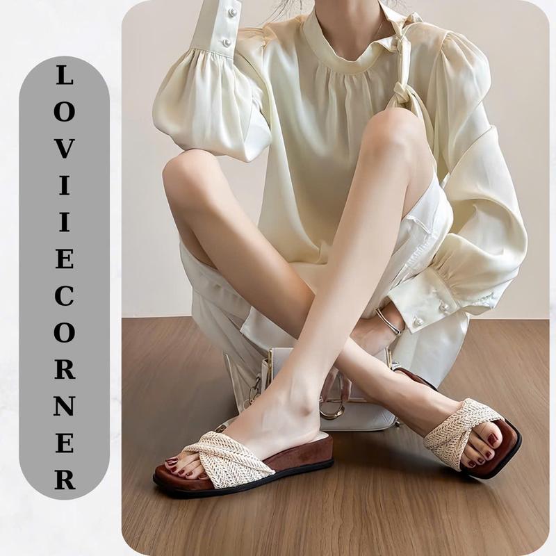 LOVIIECORNER - DÉP NỮ THỜI TRANG MŨI VUÔNG ĐI HẰNG NGÀY - DÉP NỮ XINH QUAI NGANG XOẮN CAO 3 PHÂN - DD250931 - DD250921 dép đế bệt quai hậu dép đế bệt quai hậu