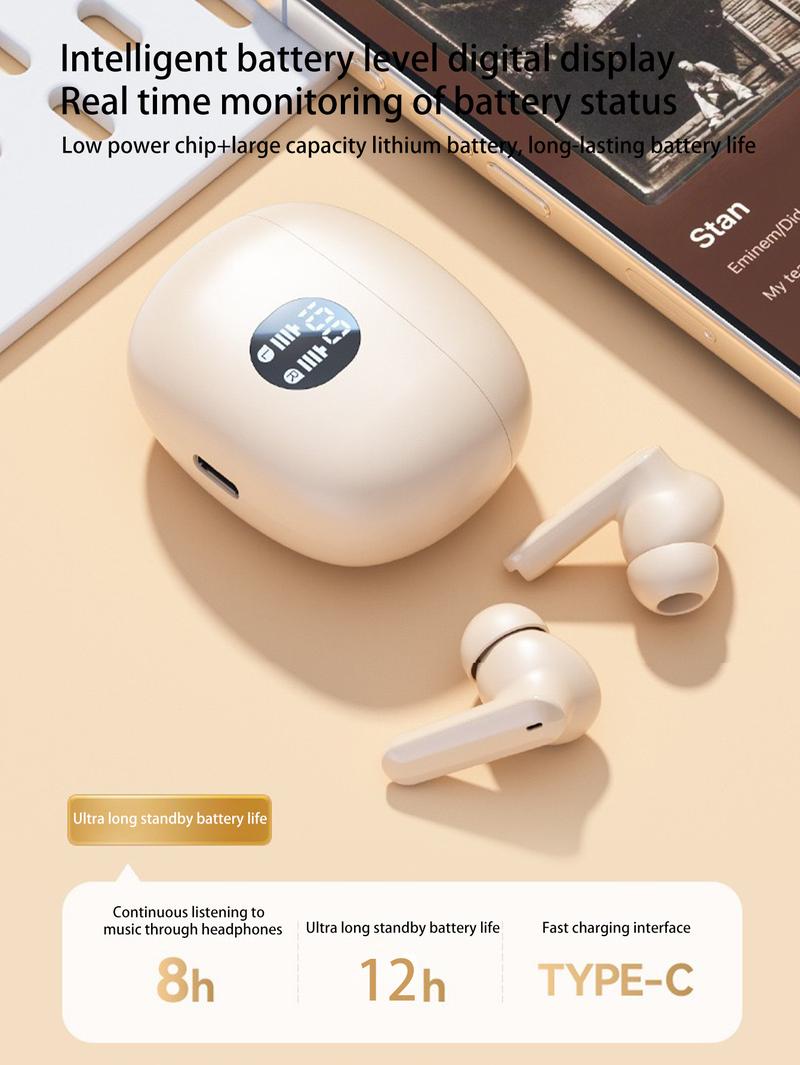 Product Introduction of Wireless Earphone, In-ear Design Earbuds with Charging Case, Noise Cancelling Headphones, Bluetooth-compatible Earbuds for Gaming, Sports, Office 6