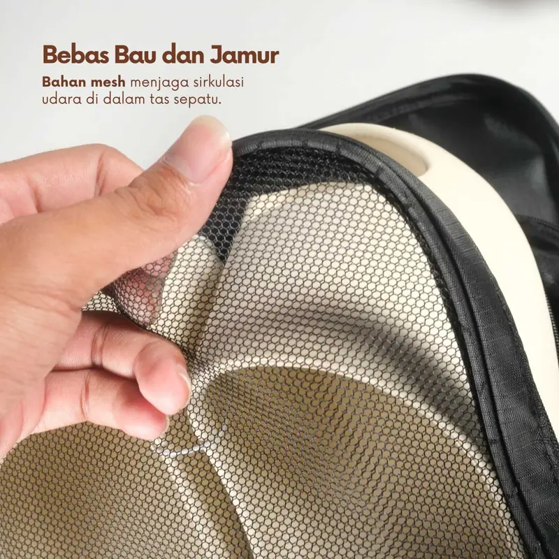 Tas Sepatu 3 Layer Travel Organizer Shoes Bag Traveling Nylon Mesh Portable 2