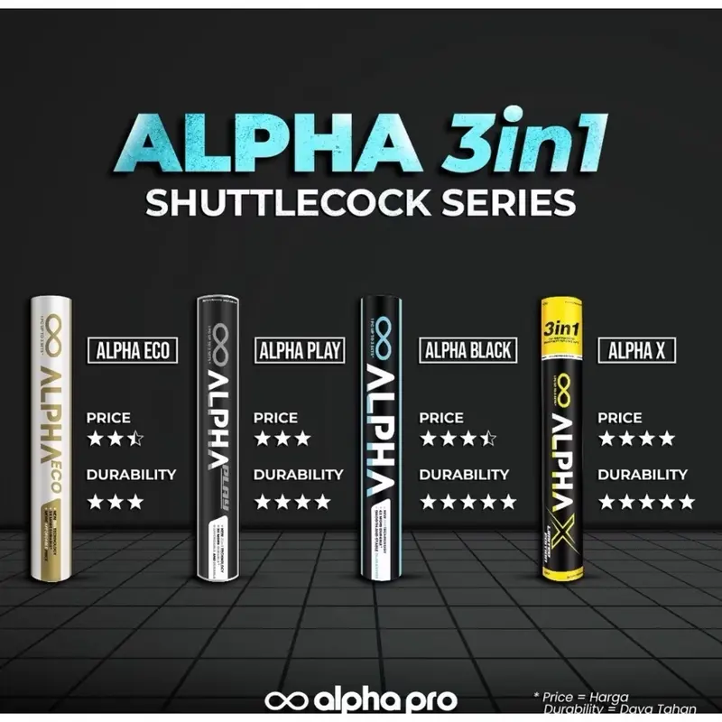 Shuttlecock Badminton Alpha Black Pro 3in1 Original Bulutangkis shuttlecock 3 1 kok murah 2