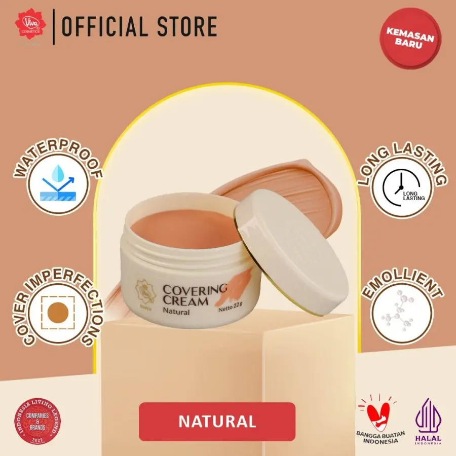 Viva Queen Covering Cream 22G - Bedak Alas Tahan Air SPF Semua Jenis Kulit - Compact