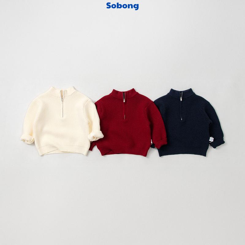 Hokiha x Sobong L208- Áo len cổ cao kéo khóa cho bé trai bé gái vải len dày dặn ấm áp size 9-19kg