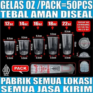 Gelas Oz HALAL Oval Tebal 8gr 12oz 14oz 16oz 18oz 22oz Datar Rata /Pack Cup Trifinity JSP