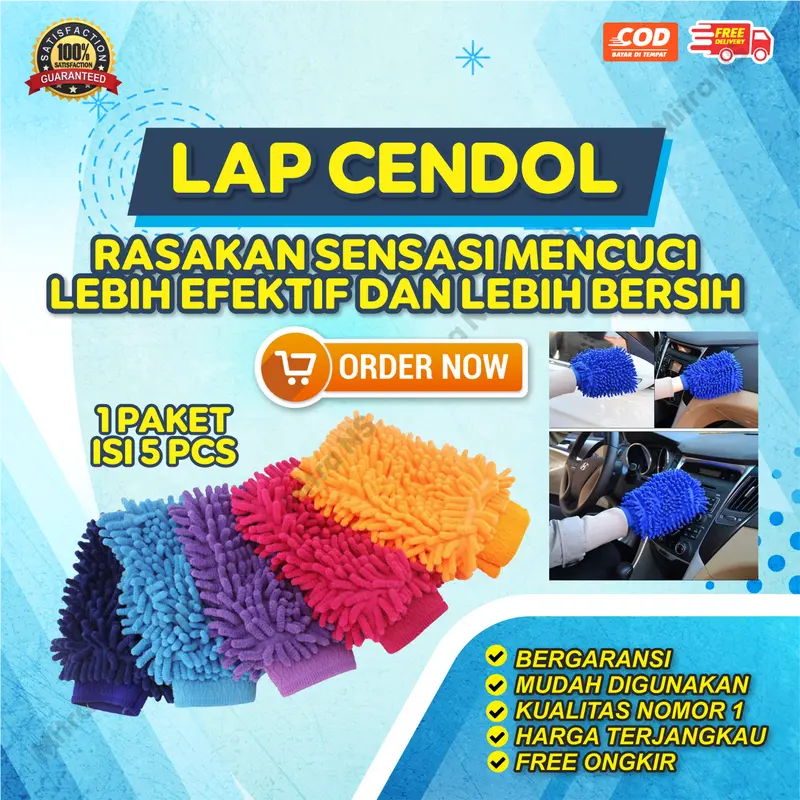 SARUNG TANGAN CENDOL MICROFIBER CENDOL Premium Isi 5 PCS Serbaguna Viral CUCI MOBIL MOTOR 6