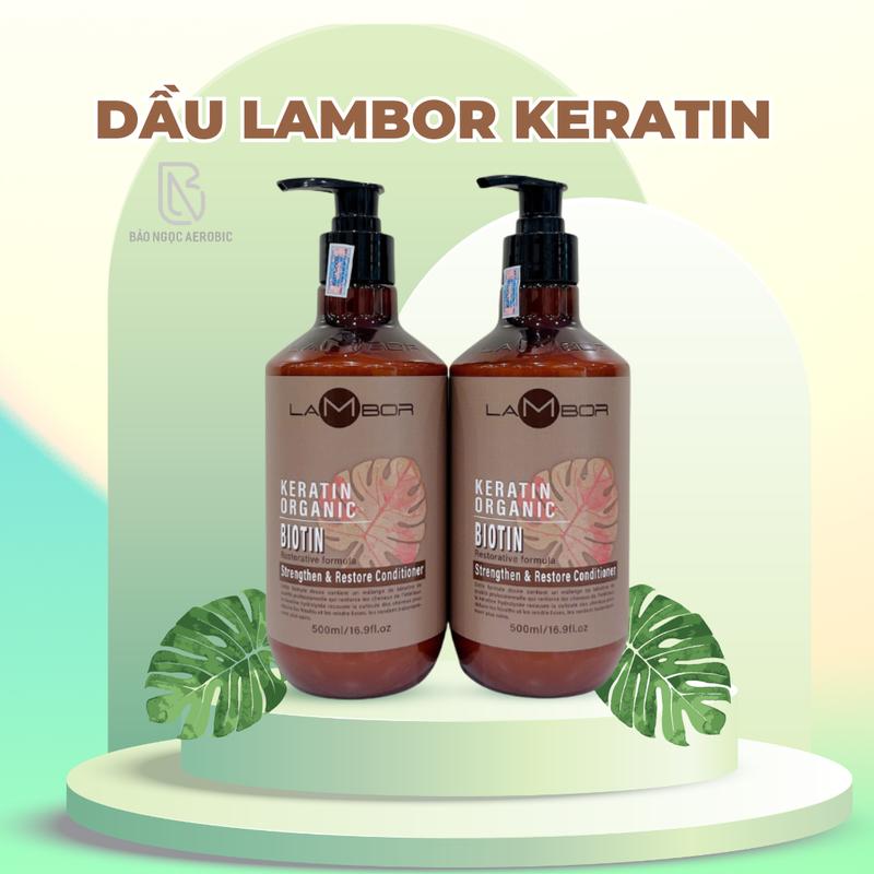 LT - LAMBOR - Dầu Gội Xả KERATIN LAMBOR 500ml - Dưỡng mềm mượt tóc - Dưỡng Tóc Chăm Sóc Tóc