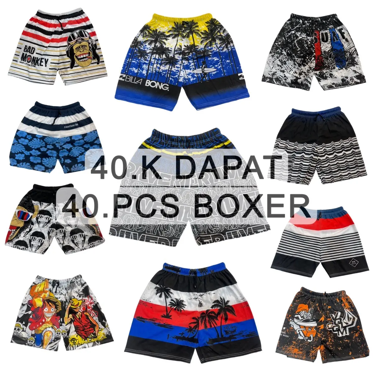 PAKET BOXER 4PCS 40K - BOXER SURFING - BOXER FULLPRINT - BOXER KARAKTER Celana Sablon Pendek