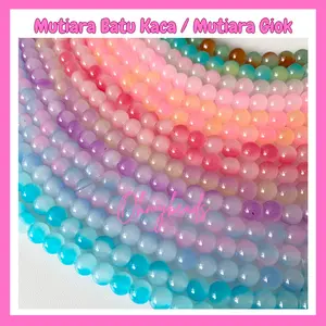 Mutiara Batu Kaca Degradasi / Batu alam bulat kaca 6mm 8mm / Mutiara Giok 1 kalung (100-140 pcs)