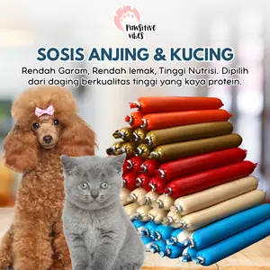 Pawsitive Vibes Snack Kucing Sosis isi 30pcs - Sosis untuk Anjing & Kucing Rendah Garam Tinggi Nutrisi - Cemilan Pet Training 15g - Daging Berkualitas Tinggi Protein