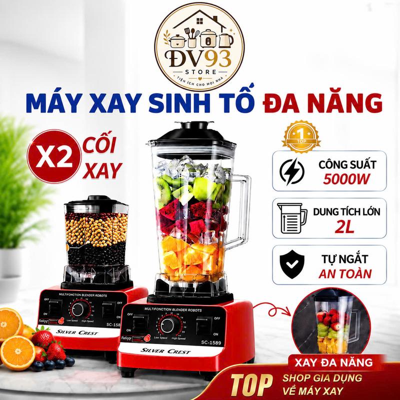 Máy Xay Sinh Tố Đa Năng KAW SILVER CREST SC-1589Máy Xay Công Nghiệp 2 Cối Xay…