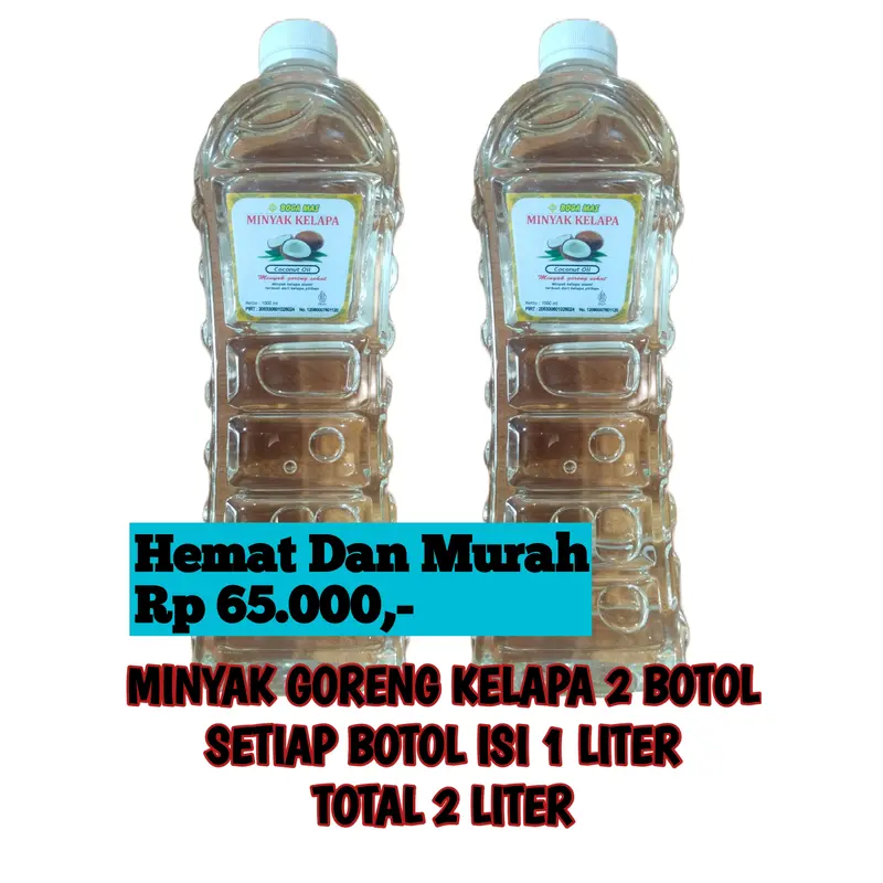 Paket Hemat Isi 2 Botol Minyak Goreng Kelapa Sehat 1 Liter Per Botol [2 LITER (2000ML)] Coconut Coocking Oil (Minyak Goreng Kelapa 2 L) 0