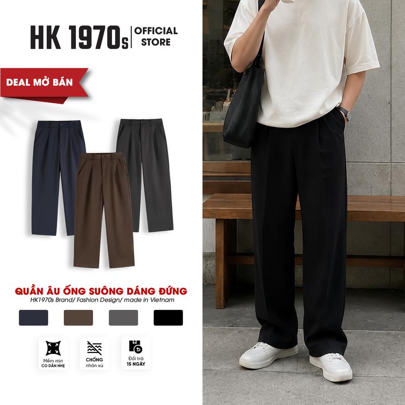 Quần Âu Nam Dáng Suông Cạp Chun Sau Vải Kaki Đài Mềm Mịn Co Giãn Nhẹ Ống Rộng Mặc Thoải Mái Q240
