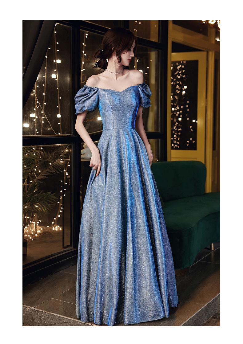 Star Evening Dress New Blue Long Sequin Bridesmaid Group Temperament Annual Meeting sisters Dress Host Party Dress 280#