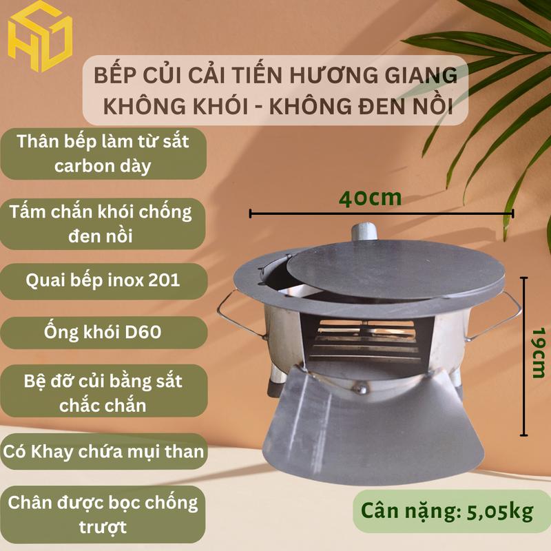 Bếp Củi không khói thông minh Tròn 40cm – Siêu Bền, Chống Đen Nồi,Có Ống Khói, Bệ Đỡ Củi & Hứng tro 1
