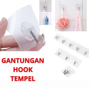 MMM - COD BUNDLING SELUSIN 6PCS & 12PCS Gantungan Hook Tempel Transparant Serbaguna Gantungan Magic Hanger Besi Cantelan Dinding Gantungan Tempel untuk di Dapur (BELI LOKAL)