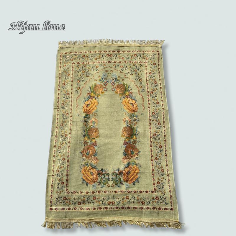 Sajadah turkey rajut motif bunga raudhoh, ukuran 110x70 cm, sajadah travel premium murah 5