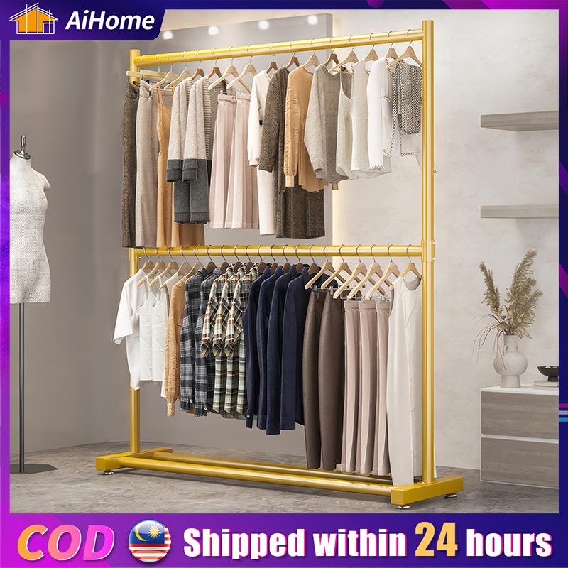 Double Layer Hanging Organizer Rack Cloth Clothes Rack Hange - TikTok ...